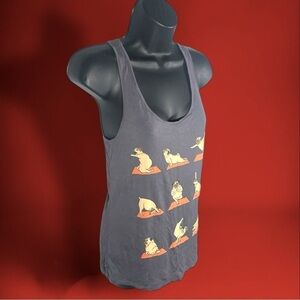 Bear Dance Pugs doing Yoga Charcoal Gray Size Small